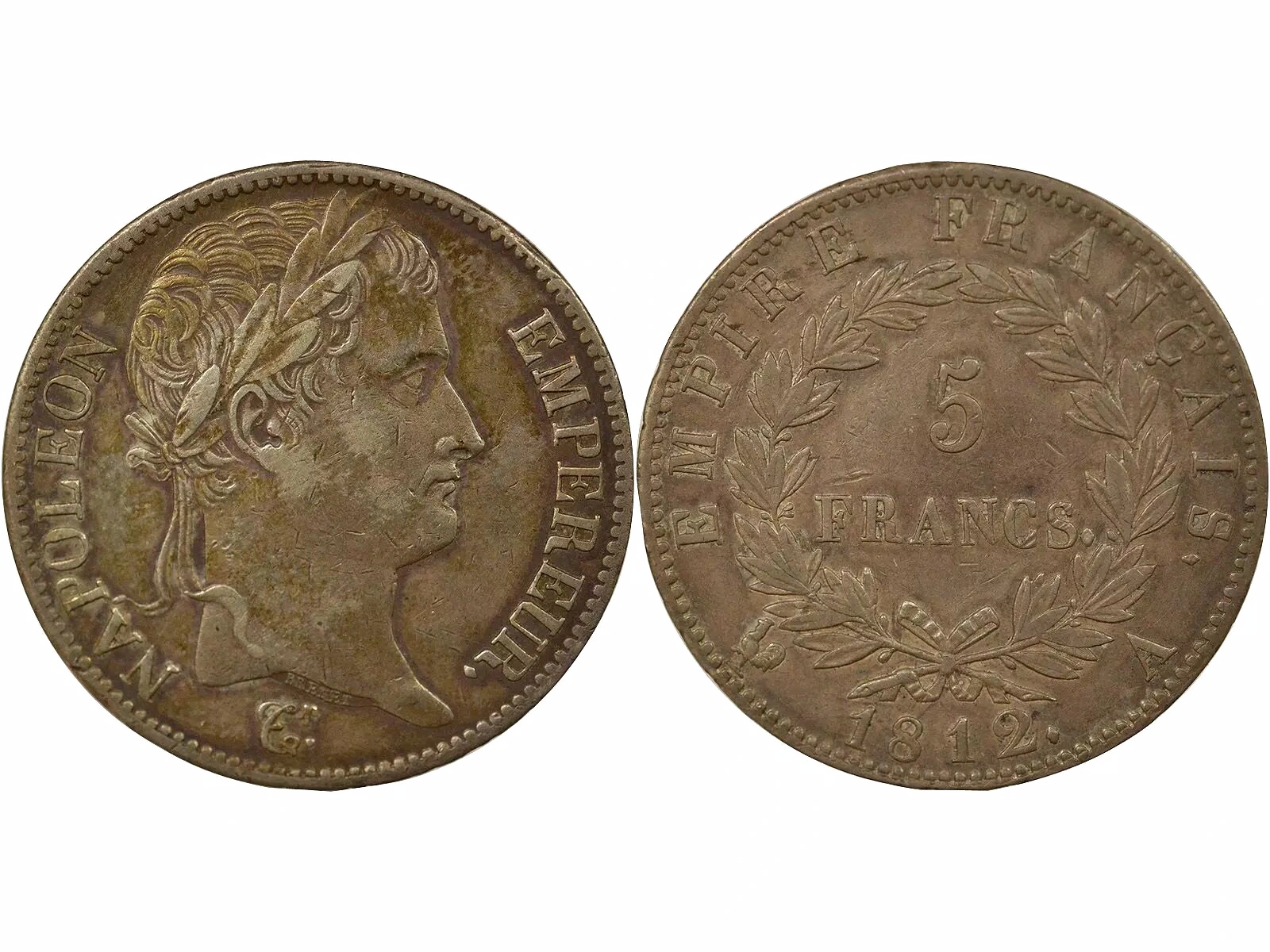 Портрет Наполеона на пяти франках 1812 года