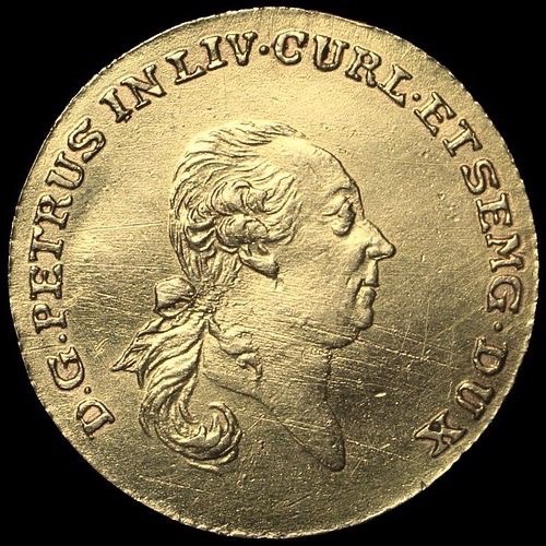 Аверс: Дукат 1780 года. Пётр фон Бирон, Курляндия